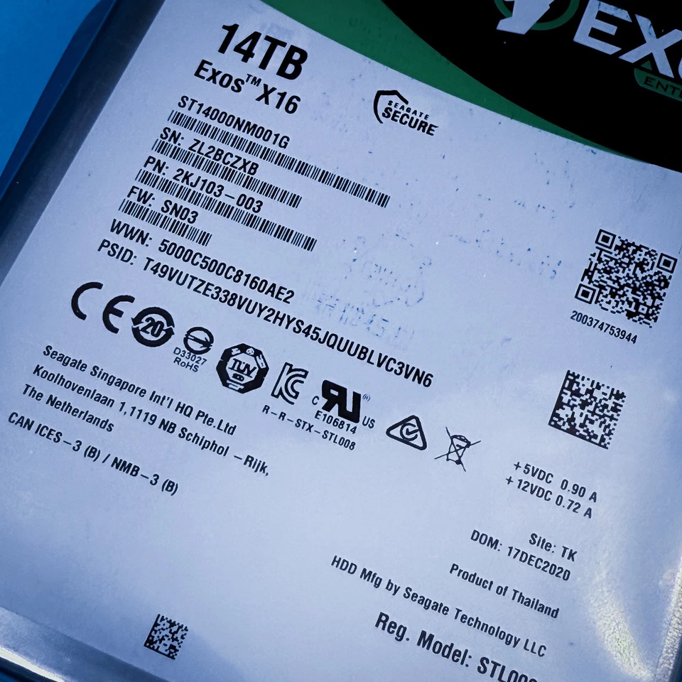 Seagate Exos 14 TB x16 SATA Enterprise Drive / ST14000NM001G / New 7200 RPM 3.5 - Image 2 of 2