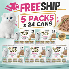 5Pcs Fancy Feast Kitten Classic Pate Wet Cat Food - Variety Pack, 3 Oz, 24 Count