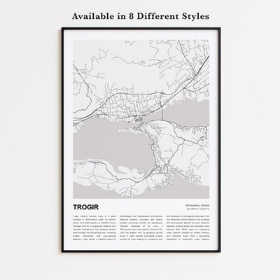 Trogir City Map Print, Split-Dalmatia Travel Poster, Modern Map, Wall Decor Art