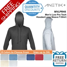 🔥 ANETIK Men's Low Pro Tech Hooded Long Sleeve T-Shirt Up To 3XL MVLPRH8