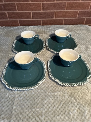 Harkerware CORINTHIAN 8-teiliges türkisfarbenes Snack-Set GADROON EDGE - QUADRATISCHES Set - Bild 1 von 7