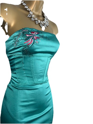 VESTIDO LÁPIZ CORSÉ SEDA ELÁSTICA VINTAGE VERDE Talla UK 10 Karen Millen ❤️ - Imagen 7 de 16