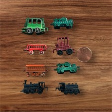 Miniatures Metal Train Car Set Lot Made In Japan VTG 8piece Ft DollHouse