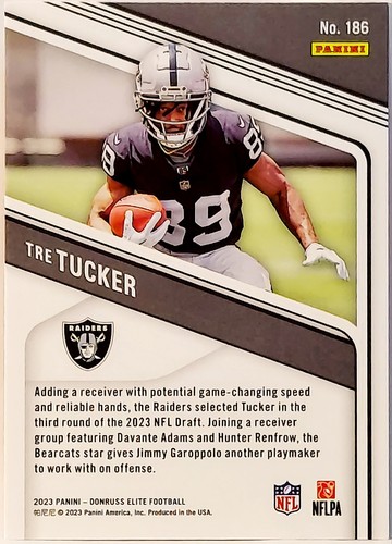 2023 Panini Donruss Elite Red Aspirations SP /625 Tre Tucker RC #186 RAIDERS - Bild 2 von 3
