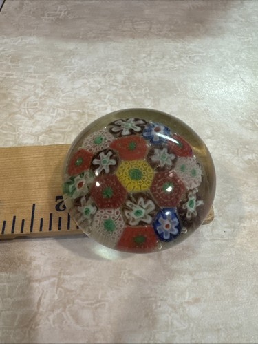 Vintage Millefiori Murano Art Glass Canes Paperweight Label Pink Grn Blue Yellow - Picture 6 of 6