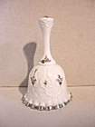 Fenton VIOLETS IN THE SNOW Spanish Lace Milk Glass Bell Ruffled Silver Crest