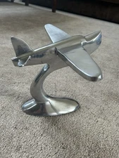 Aluminum Airplane Art Deco Decor Statue From Pottery Barn Silver 
