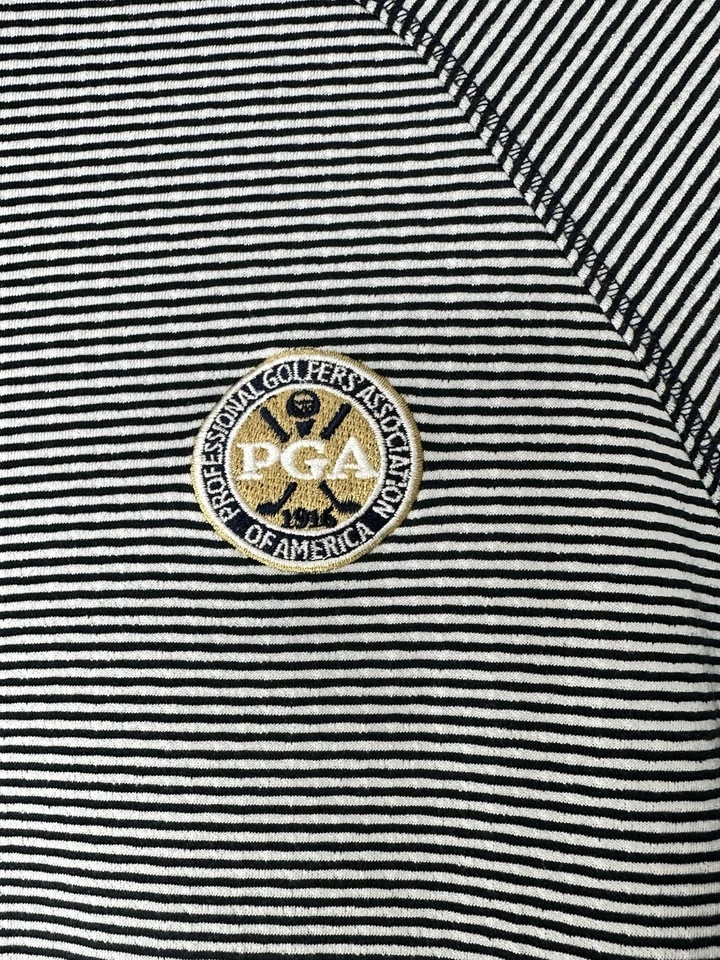 Pullover Kate Lord PGA Tour Golf Cuarto Cremallera Para Mujer Mediano Azul Marino Blanco Rayas Foto 4 de 4