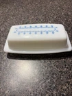 Vintage Pyrex Butter Dish Blue Snowflake Garland Made In USA