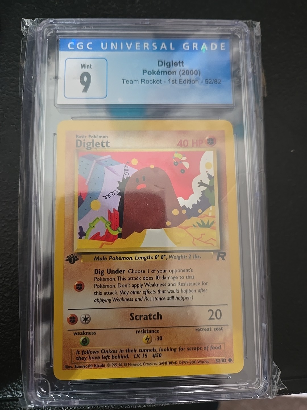 2000 Pokemon Team Rocket 1st Edition Diglett CGC 9 MINT 52/82