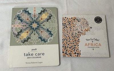 2 Brand New Adult Coloring Books Color In; De-stress  Vive Le Color Africa & Zen