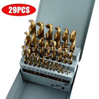 29PCS/Set HSS Drill Bits Black Gold Multi-Bits Twist Metal Drill Bit 1/16''-1/2''