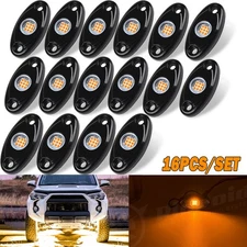 16x Amber LED Rock Lights Underbody Trail Rig Glow Lamp Offroad SUV Pickup Truck