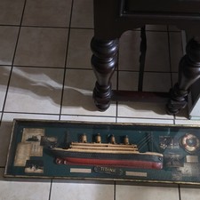 White Star & Titanic Ship Model Display Case with Framed Memorabilia