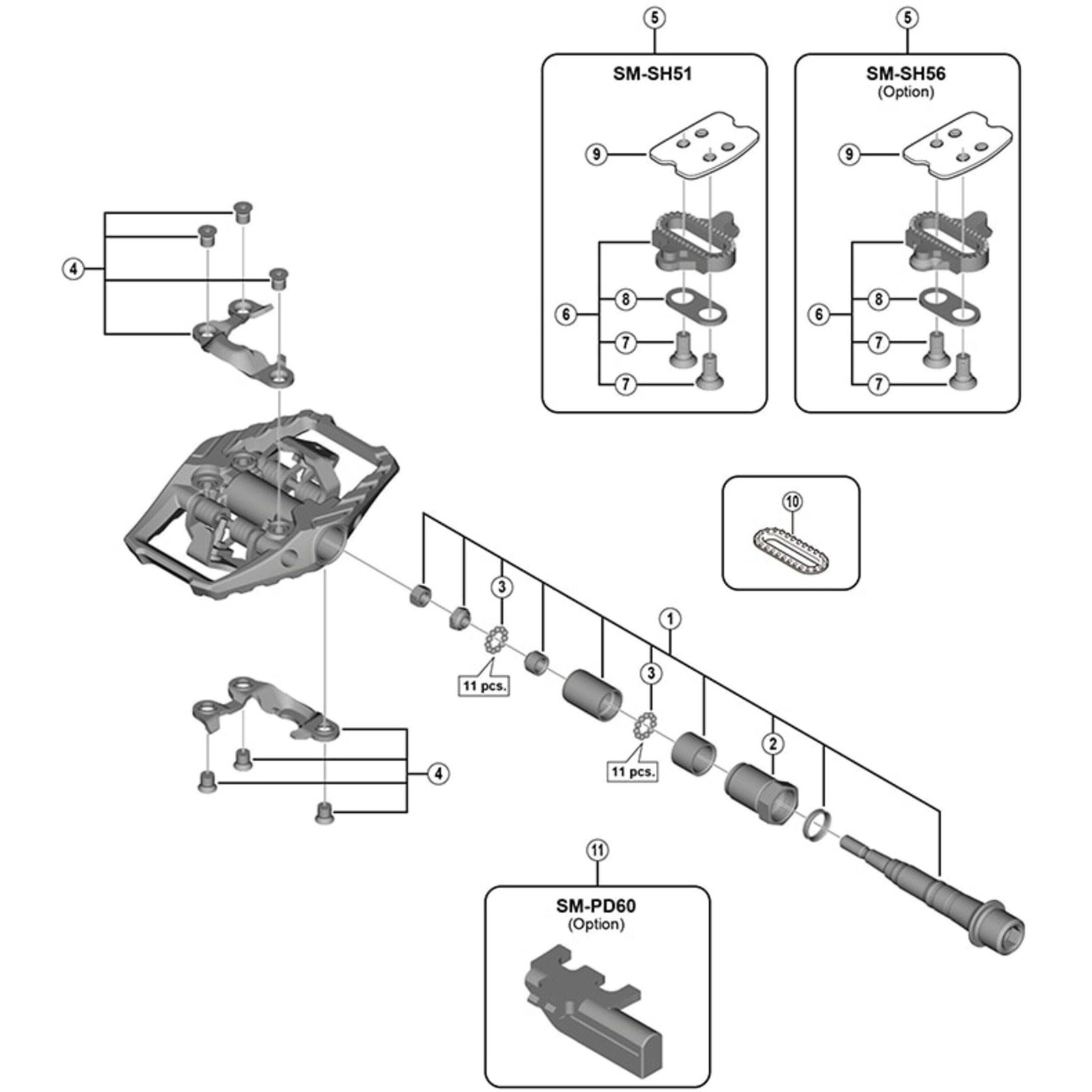 Shimano Spares PD-M980 body cover and fixing bolts, left hand