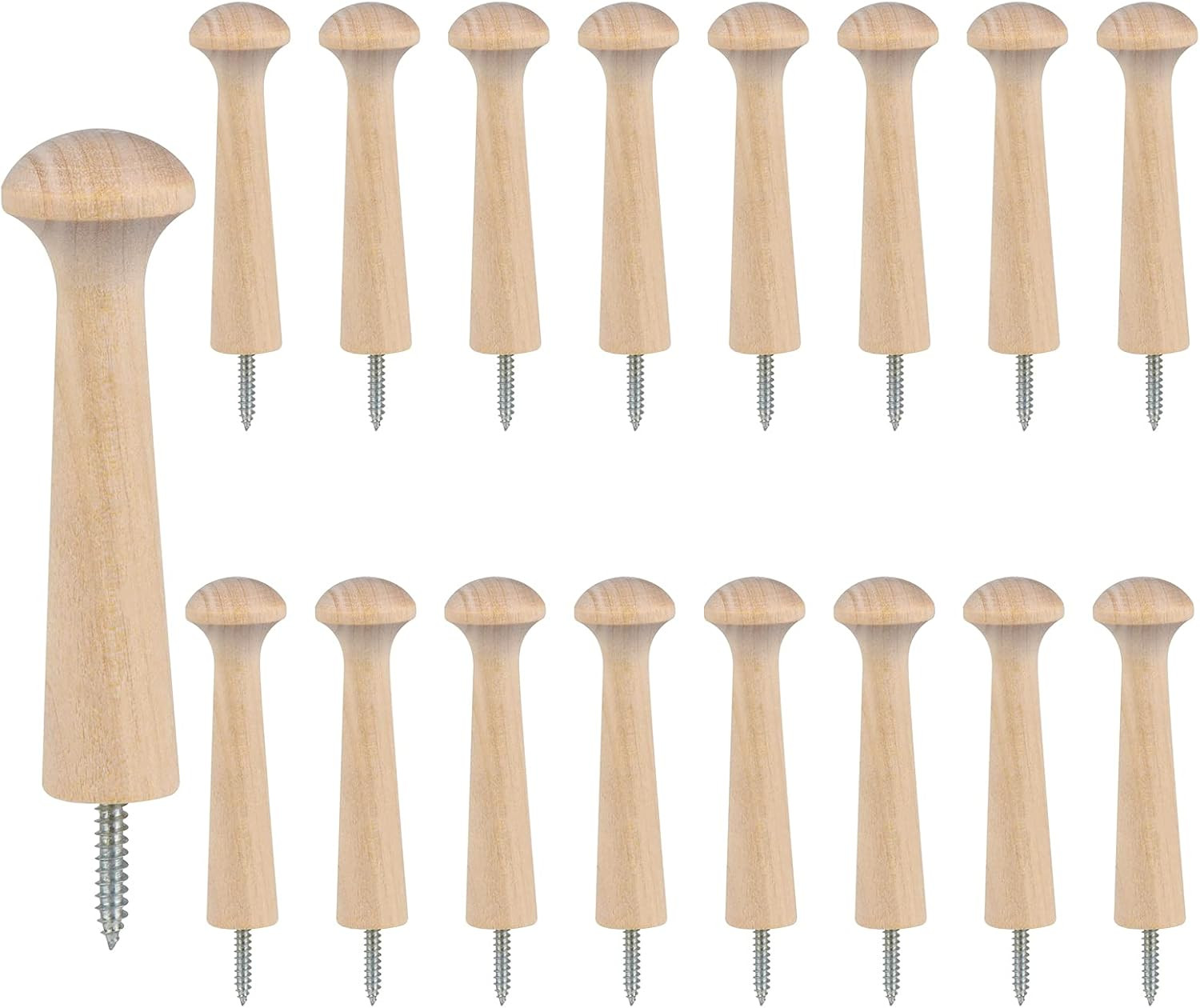 16 Pieces Wooden Shaker Peg Screw-On Shaker Pegs 2.9 Inch Solid Unfinished Wood