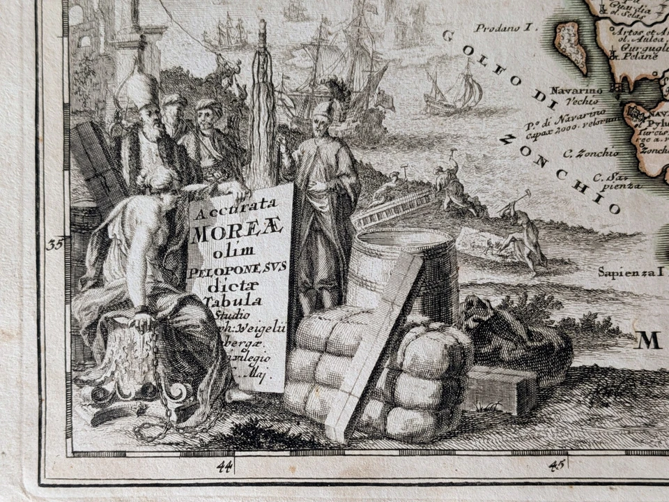 Accurata Morae olim Peloponesus Peloponnese (Morea) Greece Map c.1718 Weigel - Image 2 of 4