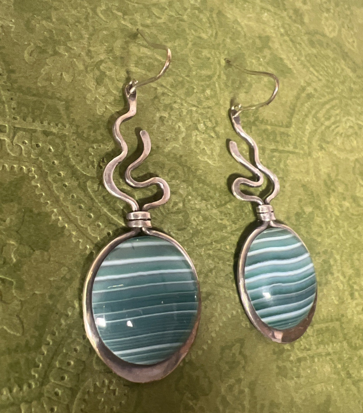 Vtg Solid 925 Sterling Silver drop dangle earring… - image 3