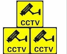 3 PCS Home CCTV Surveillance Security Camera Sticker Warning Decal Signs