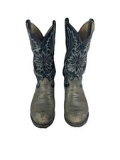 Vintage Tony Lama Black Label Leather Exotic Cowboy Boots 6700 Size 8 D