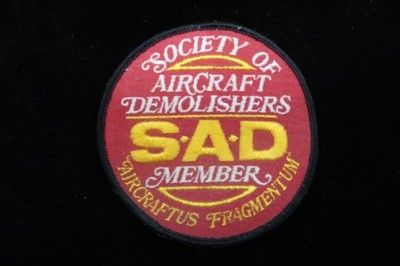Vtg Society of Aircraft Demolishers SAD Member Round Patch NOS Hobby Shop Find