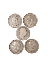 5 X Silver Half Crown Coins - 68 Grams Of Pre 1920 , 1911, 1918,1890, 1901