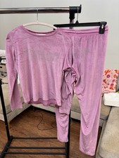 Juicy Couture Pink Velour Rhinestone Pajama Set Size L