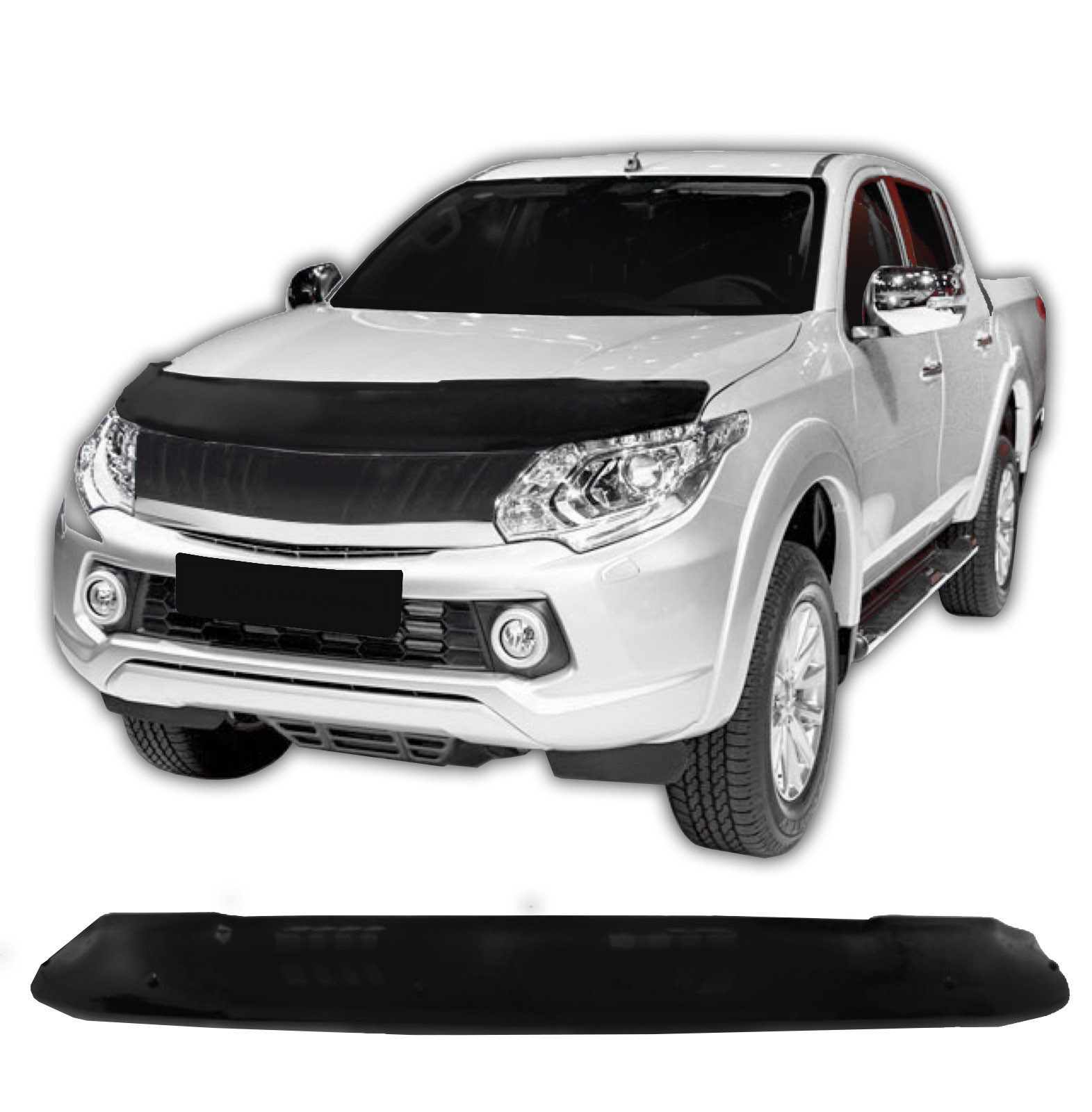 Bra de capot pour Fiat Fullback depuis 2016 Scoutt en cuir noir