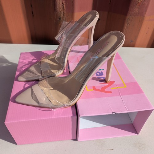 VIVIANLY Clear Pointed Toe Heels Transparent Strap Stiletto High Heel Size 8 - Picture 8 of 10