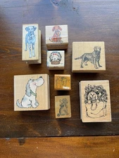 Dog Stamps Mixed Lot of 8 Different Vintage, Handmade, Mixed Brands Animal Dogs