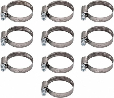 10 Pack Adjustable Hose Clamps, Stainless Steel, Diameter 0.98-1.57