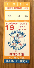 6/19/77 INDIANS/TIGERS DH TICKET STUB-JEFF TORBORG DEBUT AS MGR/RUSTY STAUB HR