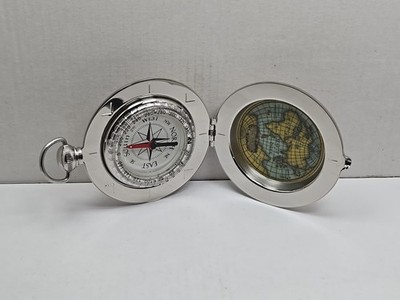 Dalvey Scotland Classic Voyager Pocket Compass Old World Map Stainless Steel Fob