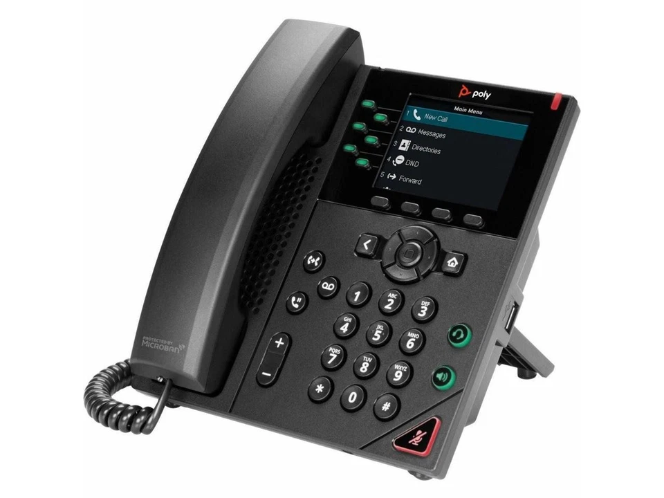 HP Poly VVX 350 IP Phone and PoE enabled, Corded Desktop Wall Mountable Phone, - Image 3 of 4