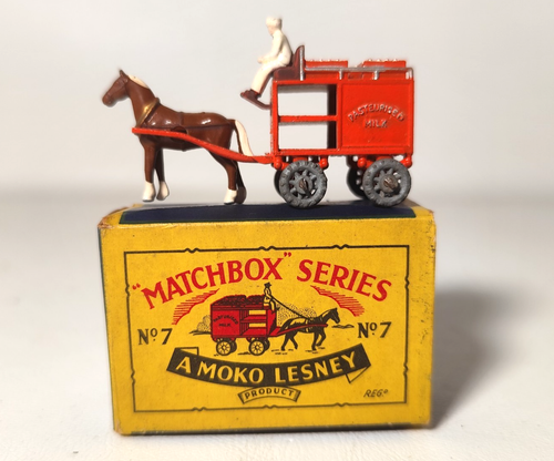 Matchbox Lesney No 7 Horse Drawn Milk Float Moko Box Vintage 1950s Diecast