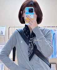 70 cashmere 30 silk Black polka dot double side printed square Wrap shawl 25''