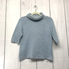 isda & co turtleneck quarter raglan sleeve knit angora blend baby blue sweater