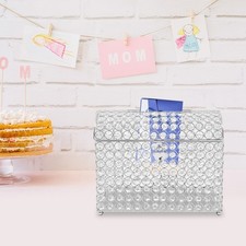 WEDDING CARD BOX WITH HEART LOCK, MONEY CARD BOX,CLEAR, SILVER BEAUTIFUL MODERN WEDDING CARD BOX WITH HEART LOCK, MONEY CARD BOX,CLEAR, SILVER BEAUTIFUL MODERN - Image 1