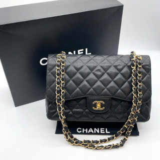 Auth Chanel Coco Mark Caviar Leather Black Chain Shoulder Bag W/B/D OY100028