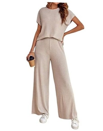 Women's 2two Piece Outfits Sweater Sets Casual Loose Knit Crewneck Short