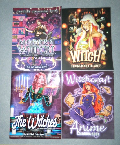 WITCHCRAFT Anime WITCHES Modern FANTASY Lot of 4 Adult Coloring Books