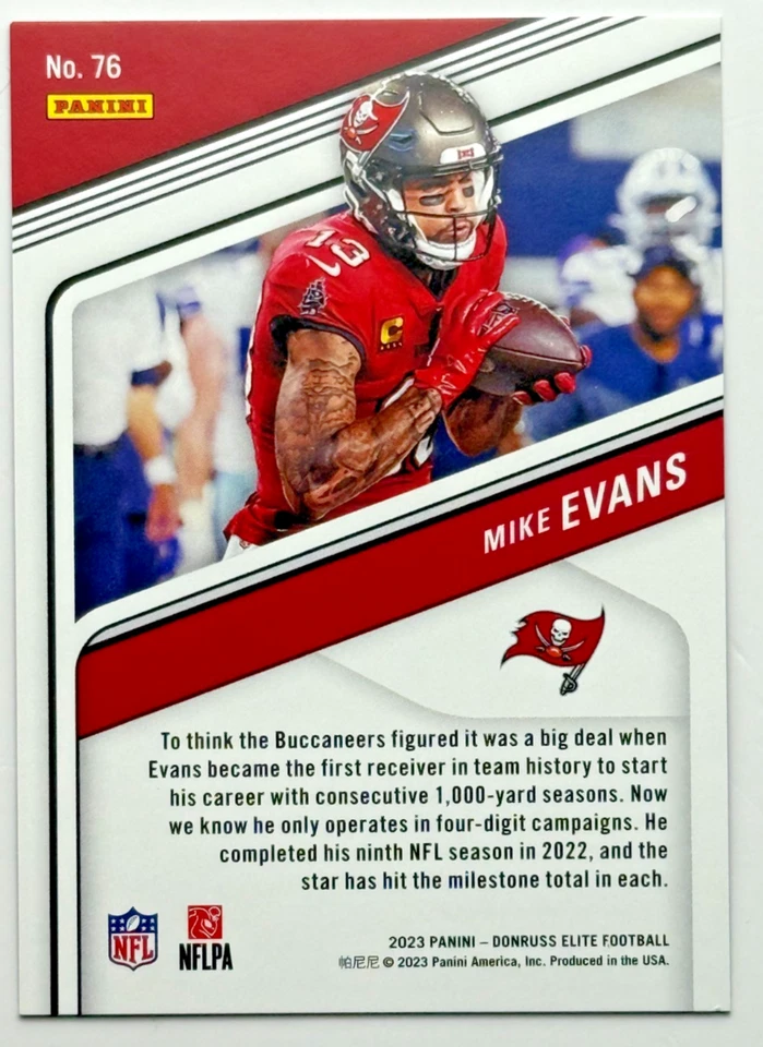 Mike Evans 2023 Donruss Elite Status Sparkle #76 SN #/299 Tampa Bay Buccaneers - Image 2 of 2