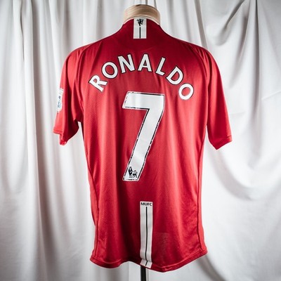 Ronaldo AIG Manchester United Vintage Red Yellow Men Athletic Soccer Top Size XL