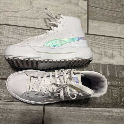 Puma Women’s Platform High Tops Shoes White Iridescent  Size 10 - Picture 3 of 6