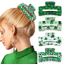 St. Patrick's Day Shamrock Claw Hair Clips - Green and Yellow Accessories