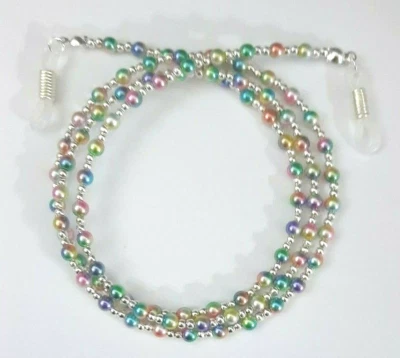 HANDMADE RAINBOW PEARL MULTICOLOURED BEADED GLASSES SPECTACLE SUNGLASSES CHAIN 27.5" G29