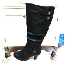 New Women's Bag-56 Slouch Kitten Heel Fashion Boot-blk Size 8