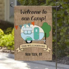 Personalized Welcome to Our Camp Garden Flag | House Flag | 12 x 18 | 36 x 60