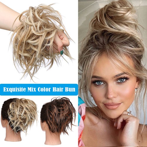 AU Curly Messy Bun Fake Hair Piece Scrunchie Updo Hair Extensions Soft As Human - Picture 7 of 32