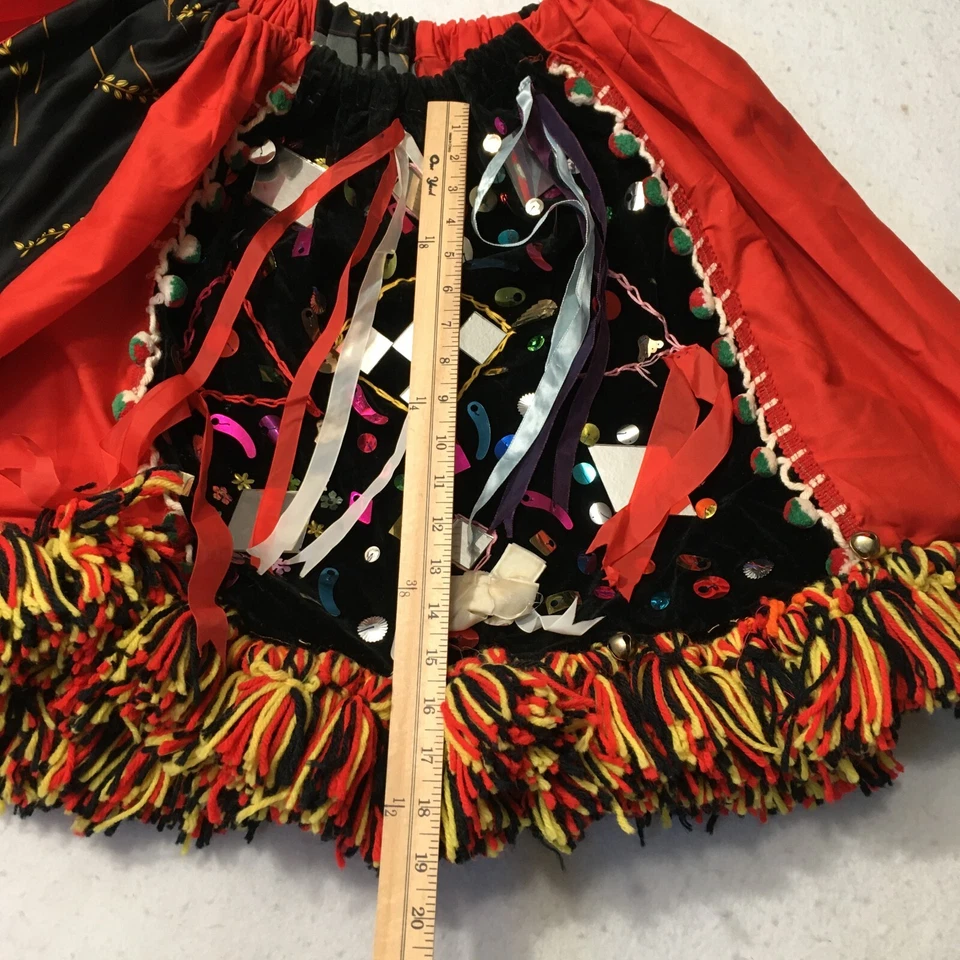 Falda de baile tradicional vintage disfraz folclórico flecos lentejuelas terciopelo Foto 3 de 4